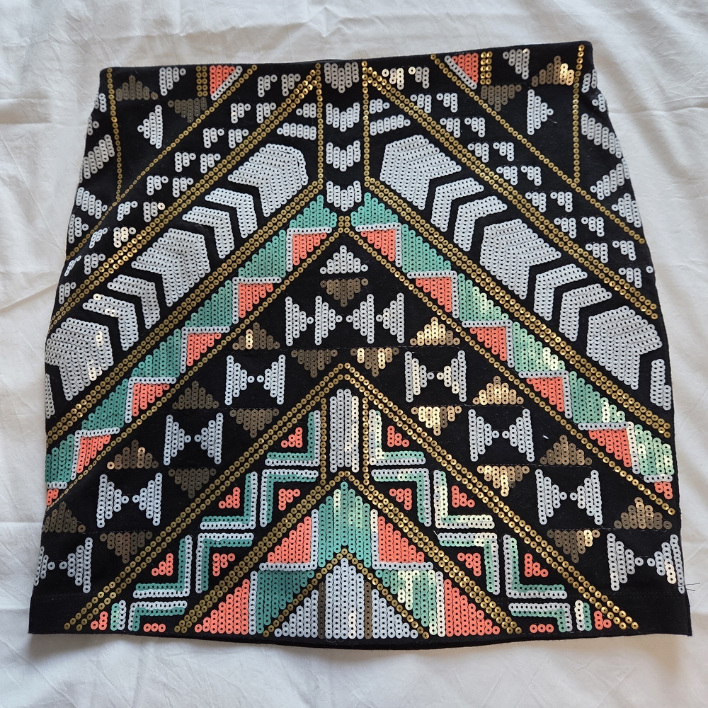 Express Geometric Sequin Mini Skirt